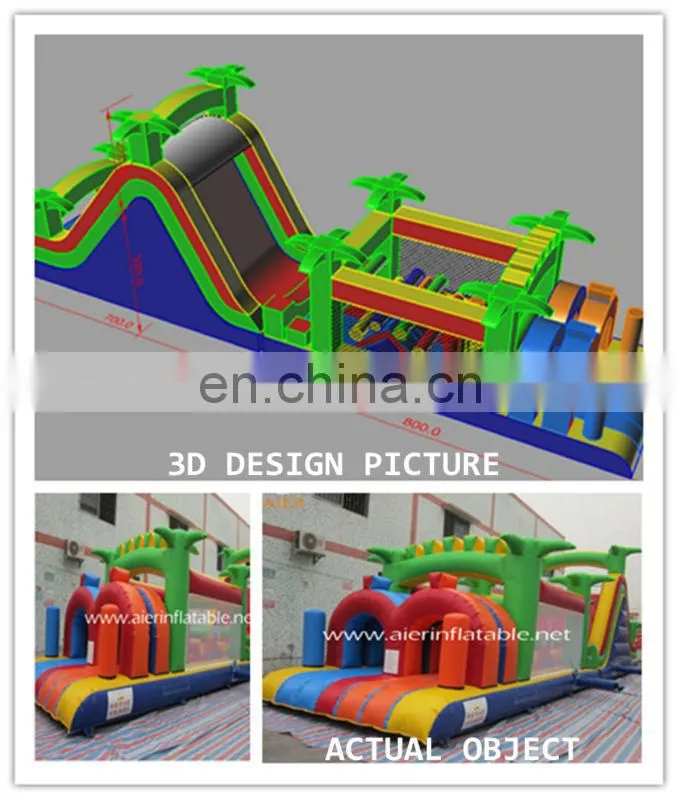 factory price double tunnels inflatable obstacle course for sale, giant inflatable obstacle