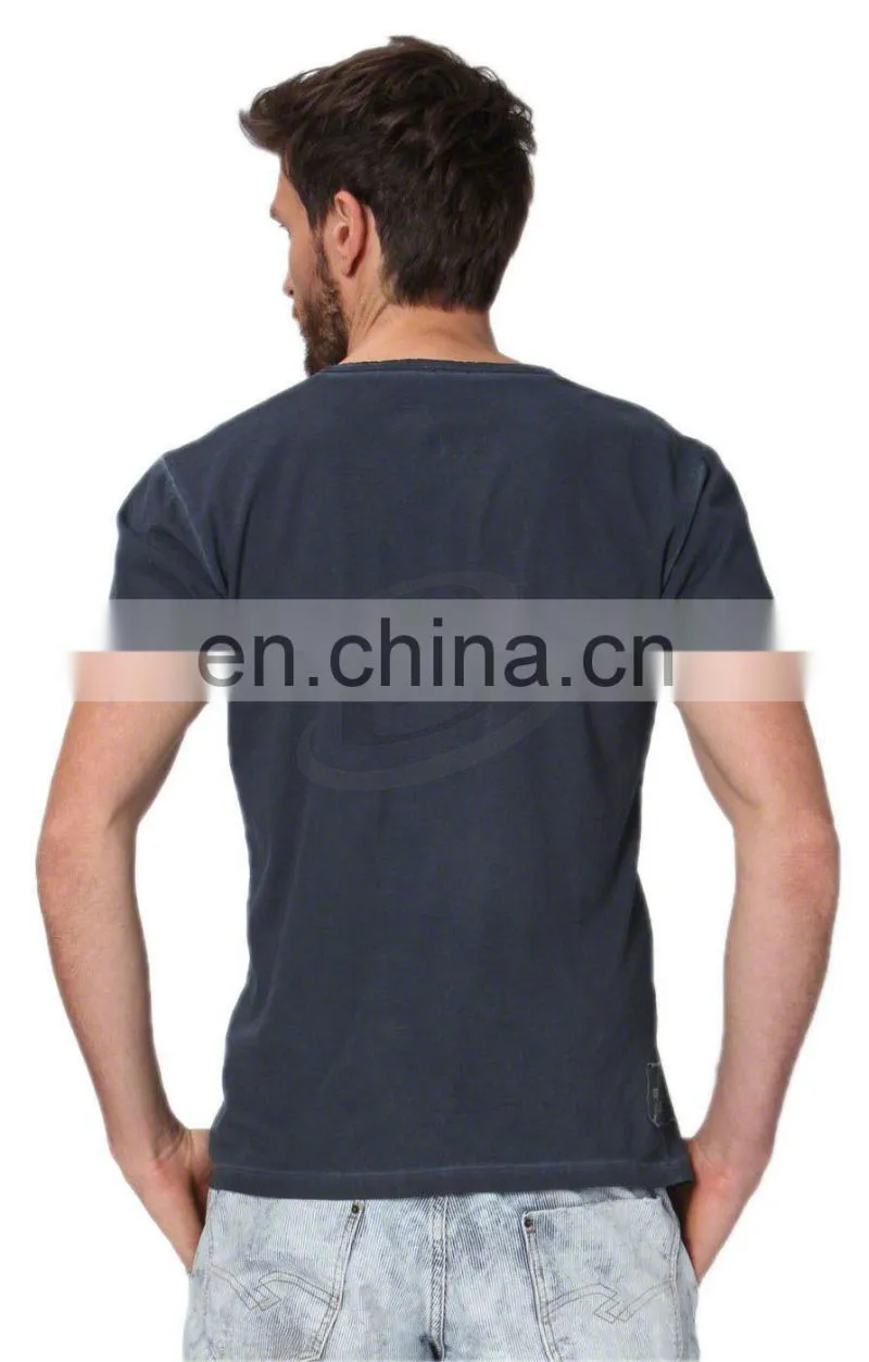 Man Sexy Deep V-Neck Compression 100% Cotton T Shirts Wholesale (Trachten Shirt)