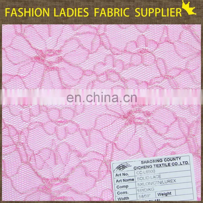 Soild color nice flower high end ladies garment nylon/cotton lace fabric