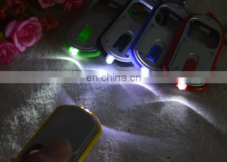 Souvenir Metal Keychain Bottle Opener With LED Light OEM Gift Flash light