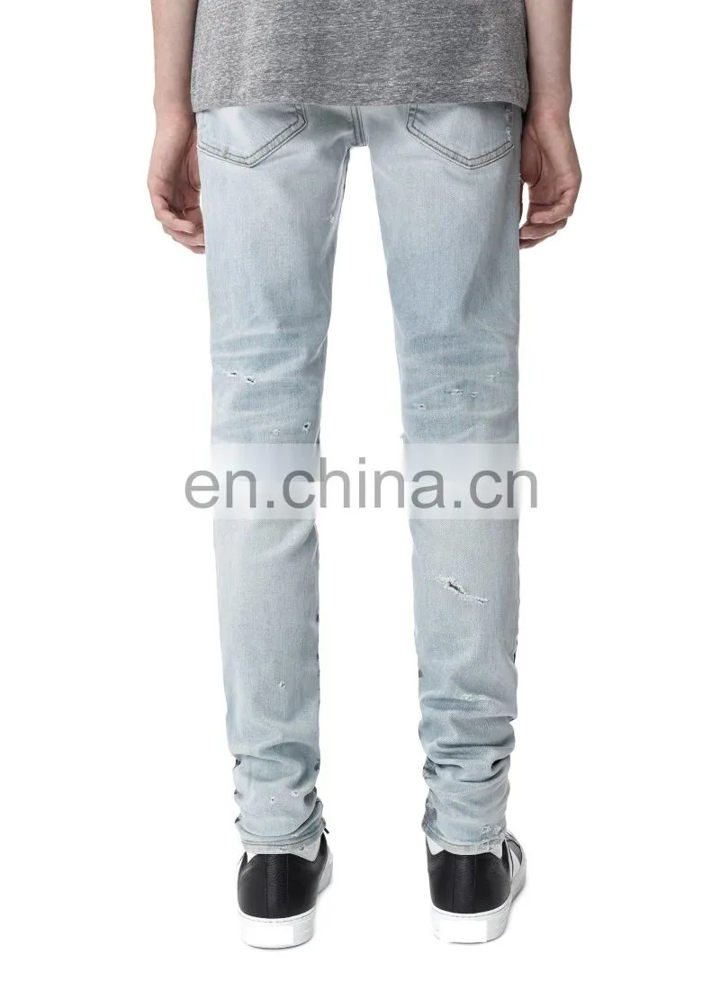 DiZNEW Tiger Pattern Destruction Skinny Denim Jeans Men for Male