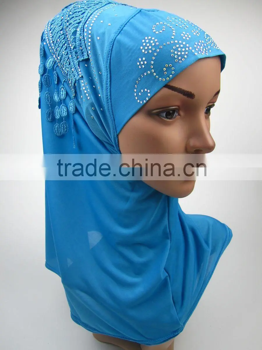 NEW 2016 spring islamic flower headscarf shawl fringe Applique HIJAB 12colors