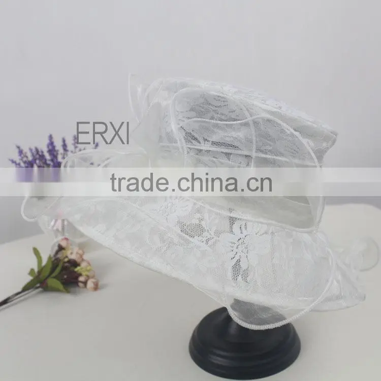Newest Style Women Church/party/Races Big Sinamay Hat With Lace