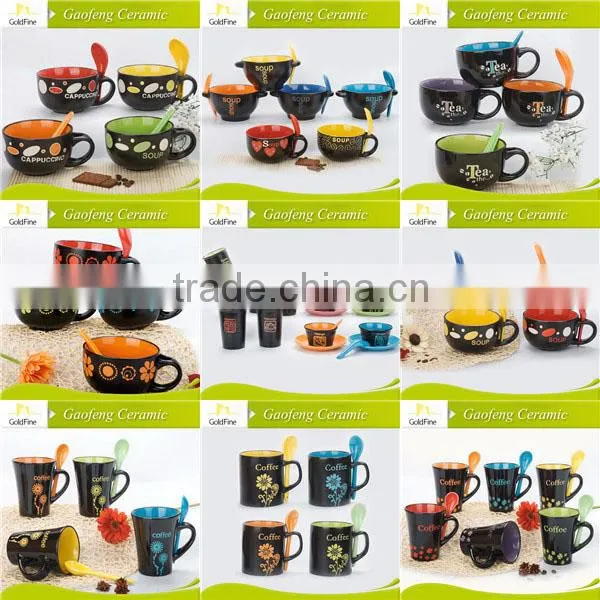 hand painted coffee mugs for hot sale, round shape bowl