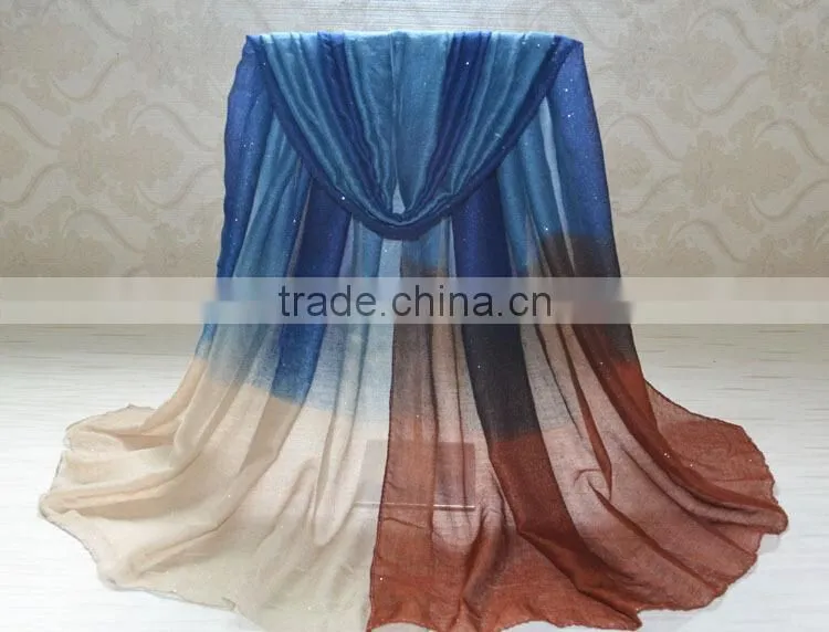 Wholesale New Design Autumn Fashion Gradient Cotton Glitter Woman Shawl