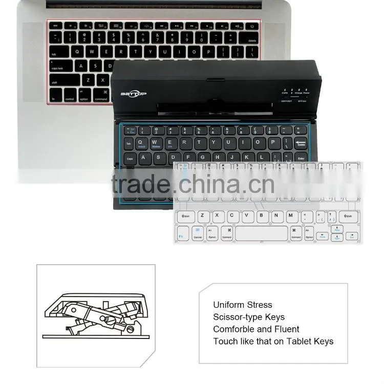 Vensmile Computer keyboard Foldable Portable Bluetooth Keyboard With Kickstand for Android Win10 Black Computer keyboard