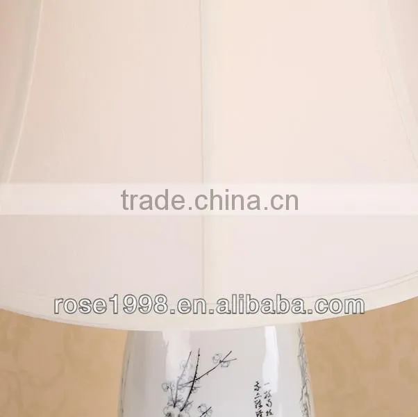 linen shade of white ceramic table lamp