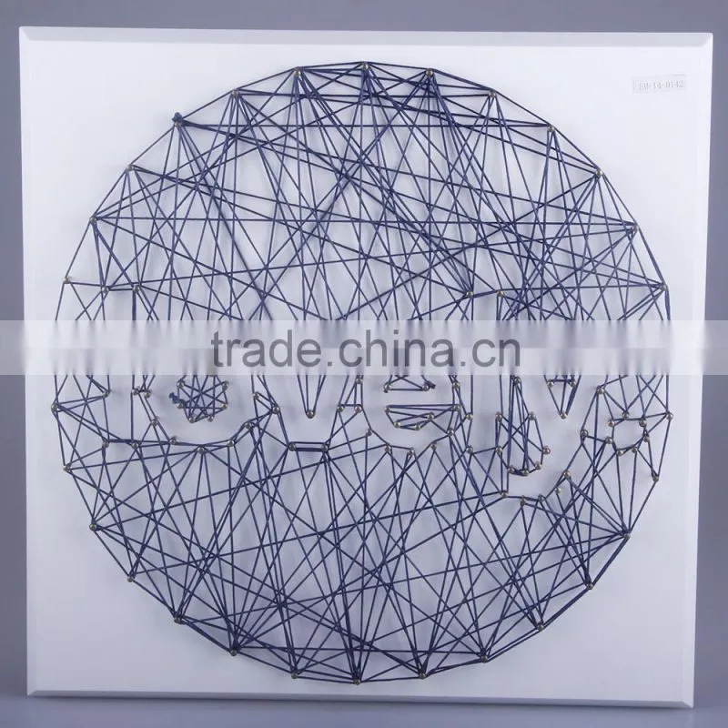 hand-made wooden string wall art with the LOVELY letters speace design for home decoration
