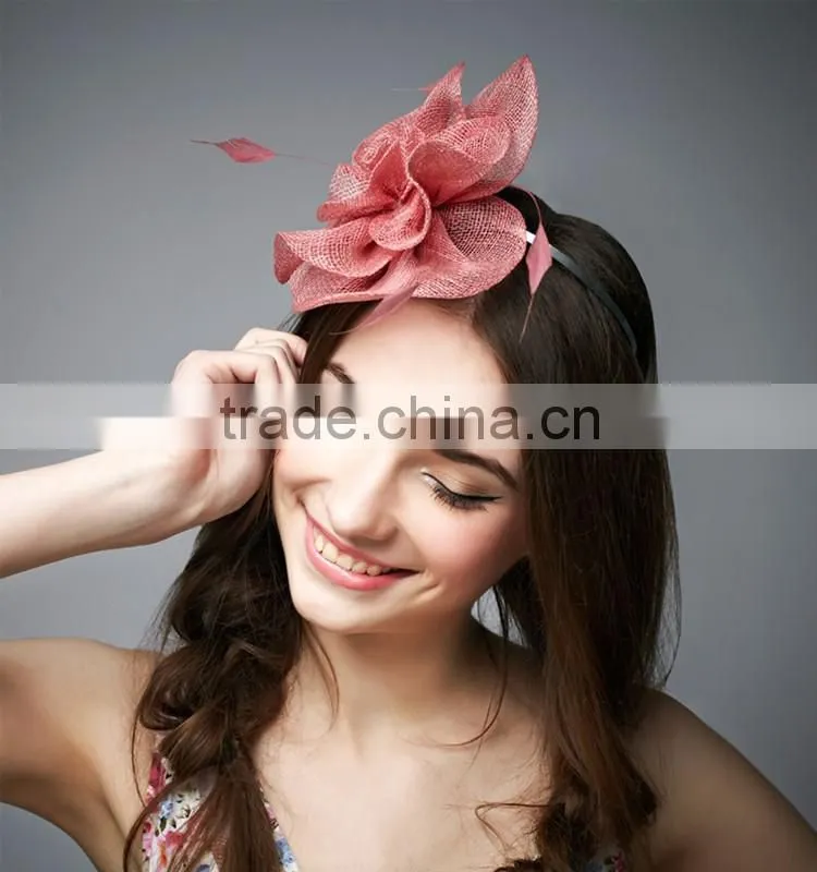 Wholesale Sinamay Hair Accessory Fascinator Floral Hat Plain for Ladies