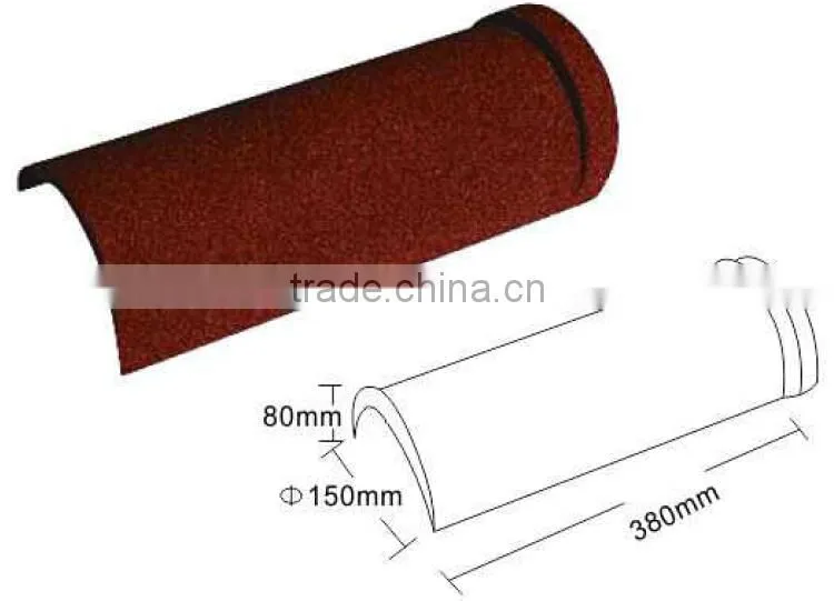 Stone coated circular hip ridge tile for roof tile