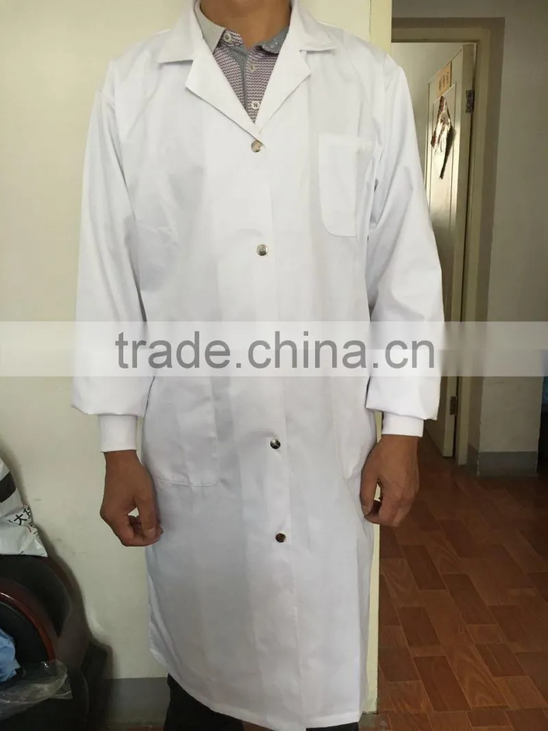Unisex White Lab Coat with Knit Cuffs