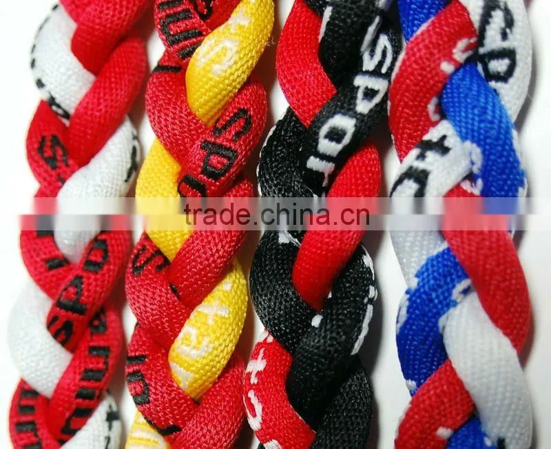 Tripe braided titanium sports necklace tri braideed sports necklace