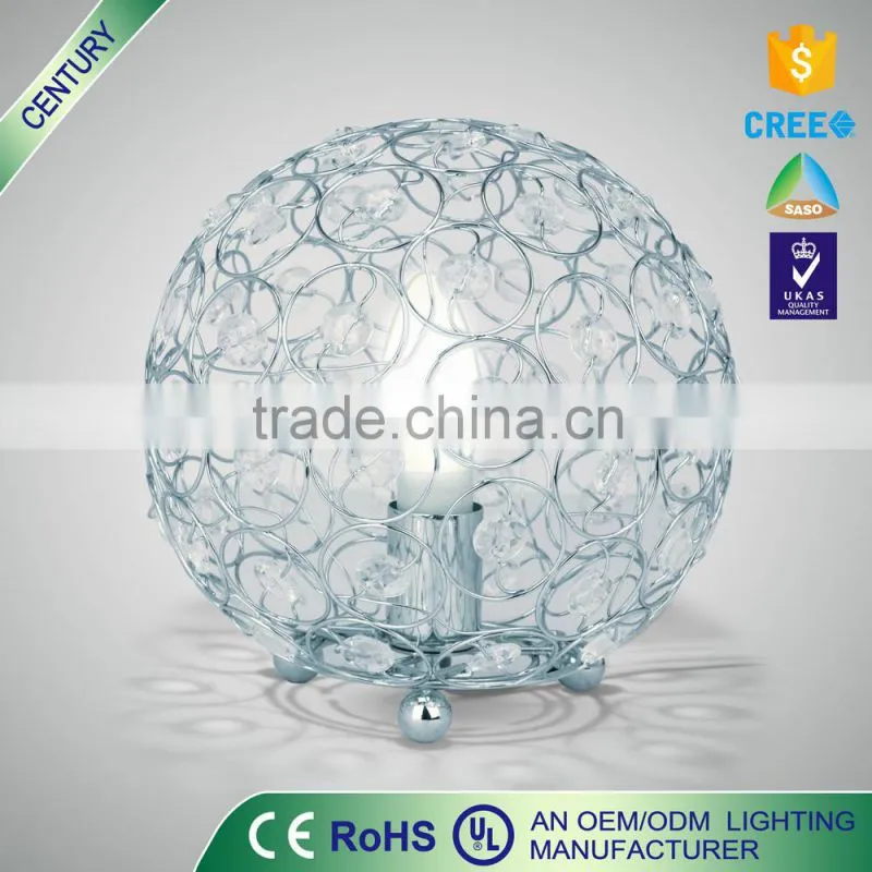 2015 high quality arclyc ball decorative metal base modern lounge table lamp