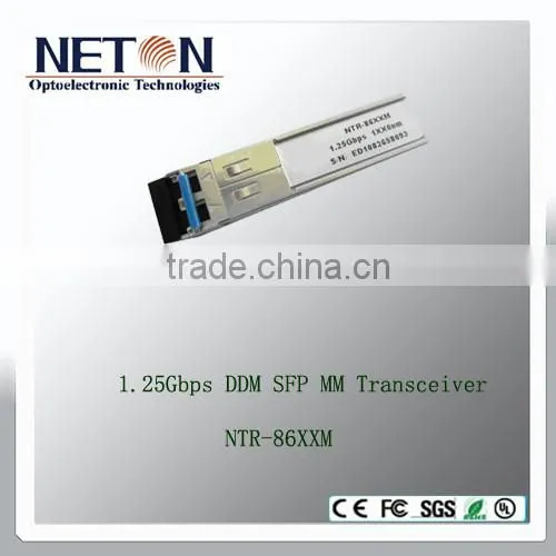 1.25G sfp 850 VCSEL 0.5km MMF Fiber optic transceiver of sfp plus cage