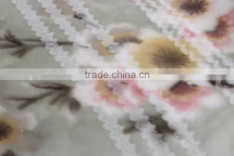 100% polyester super soft printed double mink blanket with zig-zag