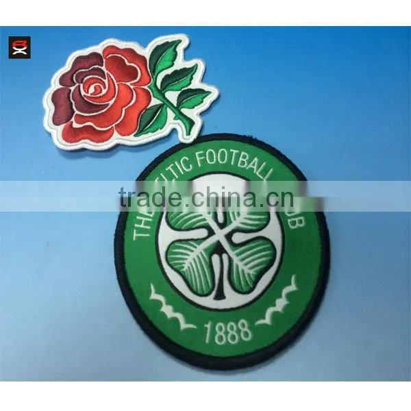 Adhesive pellon backing embroidered border woven patch