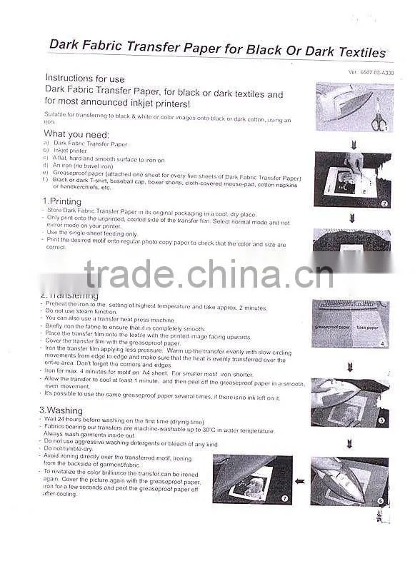 T-shirt Light Color Transfer Paper 150GSM In A4 Size