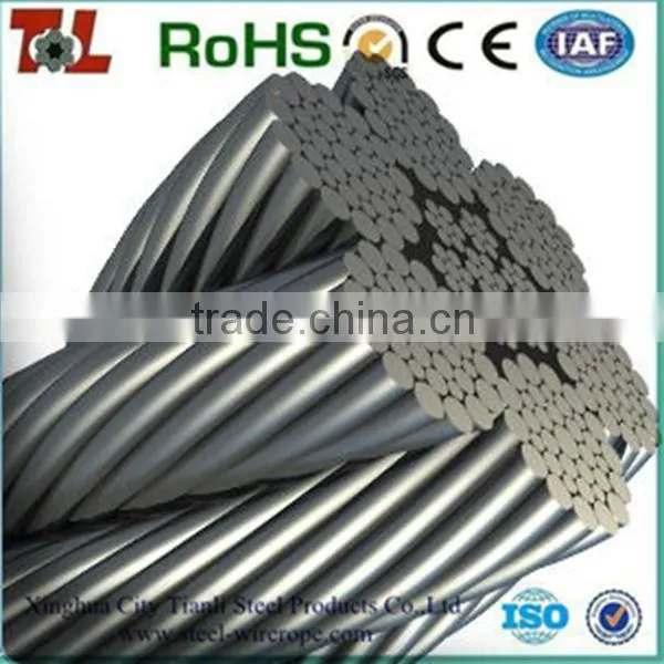 Galvanized / Ungalvanized steel wire rope 1x7,7x7,1x19,6x36,7x19,1x37,7x37 with plastic cover