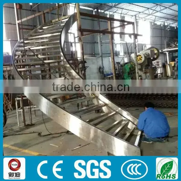 interior curved steel glass staircase factory