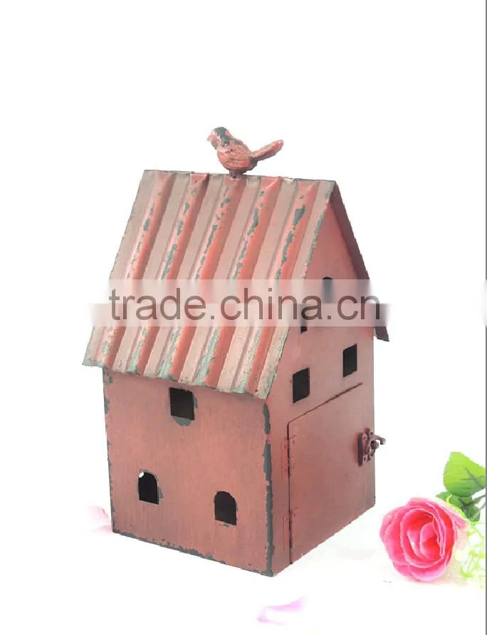 Rustic outdoor wholesale red metal bird house