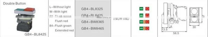 GB4-BL8425 CNGAD GB4 series red and green with light double button switch
