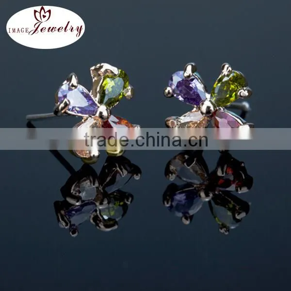 2016 High polished silver flower earring design for girls and women