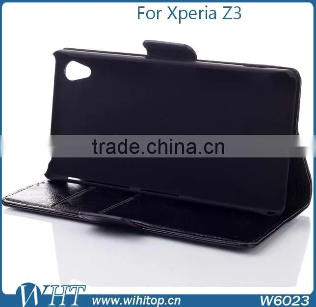 Pu Leather Card Holder Wallet Flip Side Open Case Cover For Sony Xperia Z3 L55T L55U D6653