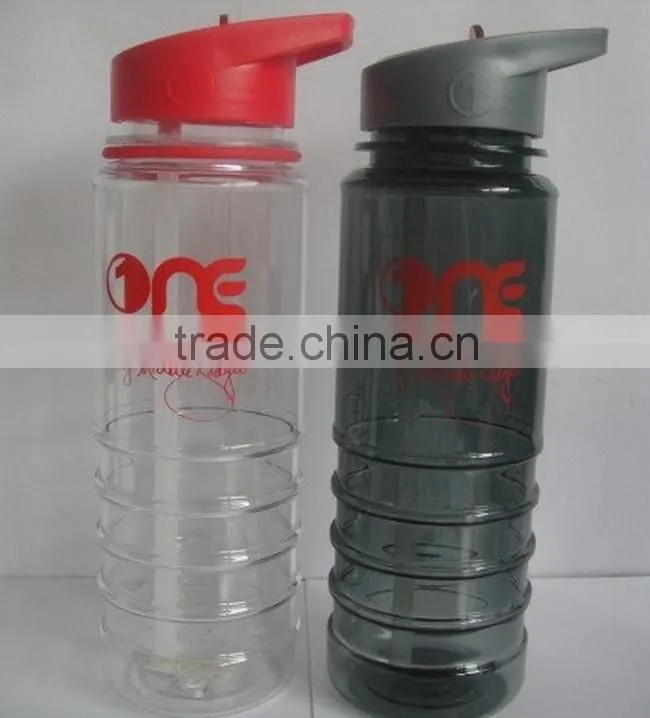 Promotional 24 Oz. Banded Gripper plastic Bottle with Straw
