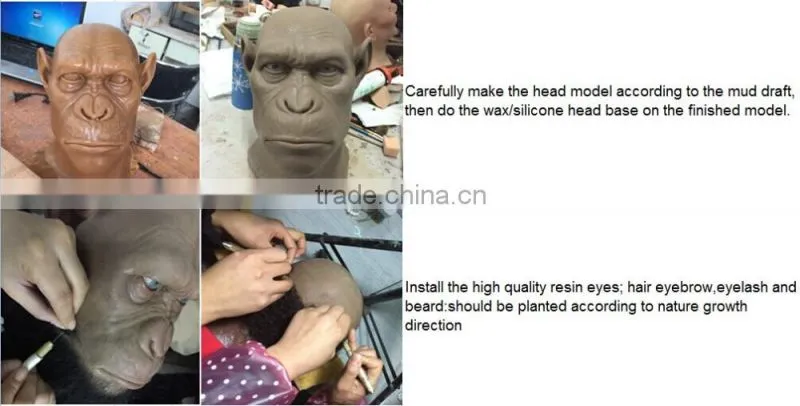 Creative Vivid Lifelike Wax Statue of Long Neck Man for Art Exhibition