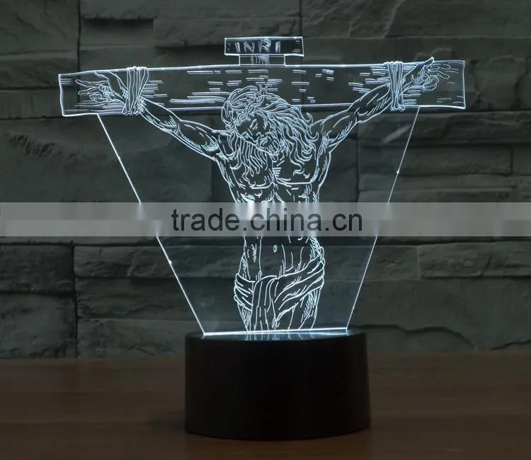 Jesus shape 8 function christmas light controller 3d illusion led night light lamp