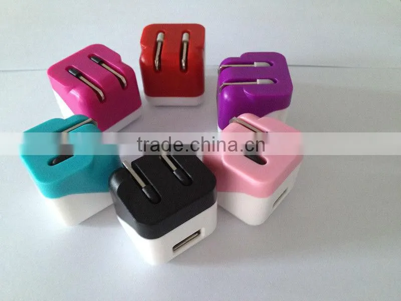 The POpular Colourful USB wall charger portable charger mobile charger DC 5v1000mA home charger for smartphone