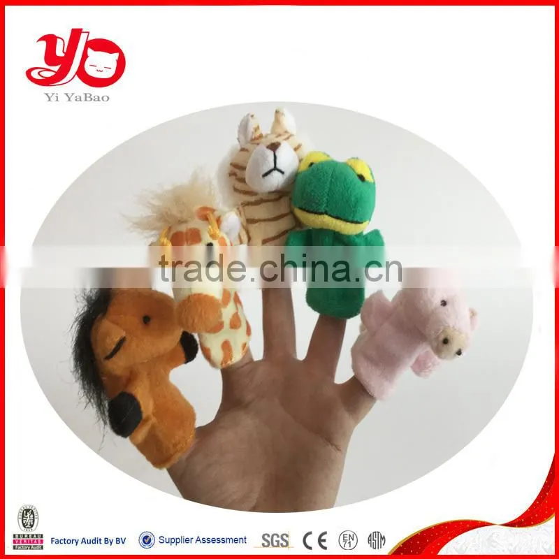2015 Wholesale animal assortment plush finger puppet,plush animal finger puppet