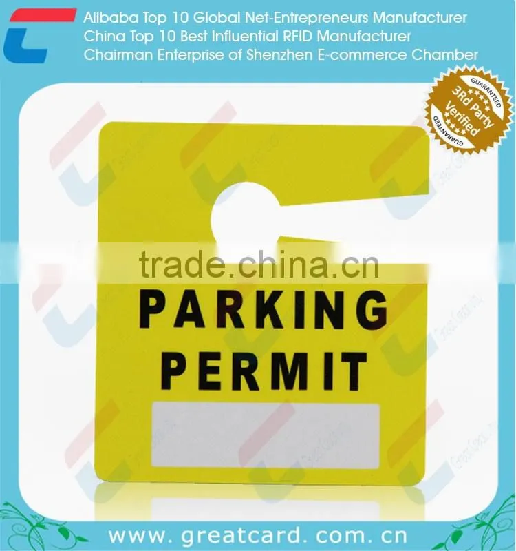 Customized plastic Hang tags for parking permit