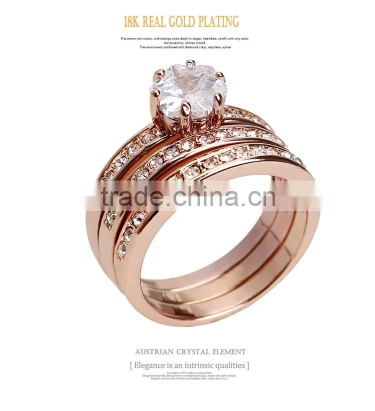 3pcs/Set 18kgp Jewelry Gold Rings Price With Stones