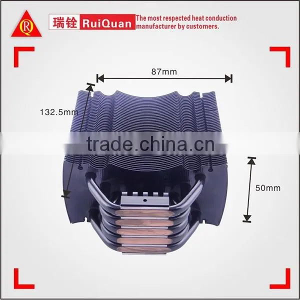 High Strength anodized black surface Aluminum Heatsink with 5 pcs Heatpipe
