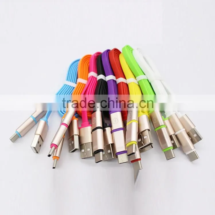 2016 Wholesale 2in1 Type C To Micro USB With Detachable Adapter Data Line Cable