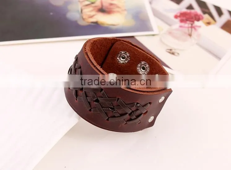 genuine italian wide leather bracelet,leather wrap bracelet
