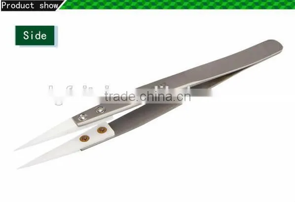 ESD stainless steel tweezers with ceramic tips /ceramic tweezers