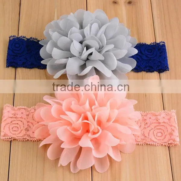 lace elastics chiffon flower baby hair colorful head bands