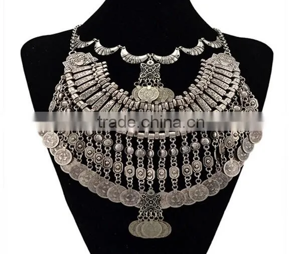 2016 Fashion Women Jewelry Chain Crystal Chunky Statement Bib Vintage Necklace