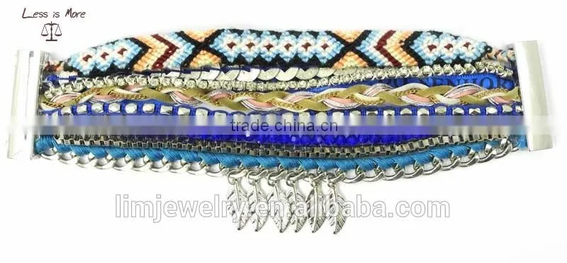2016 Brazilian Magnetic Bracelet fashion silver coin bracelet with leaf tassel