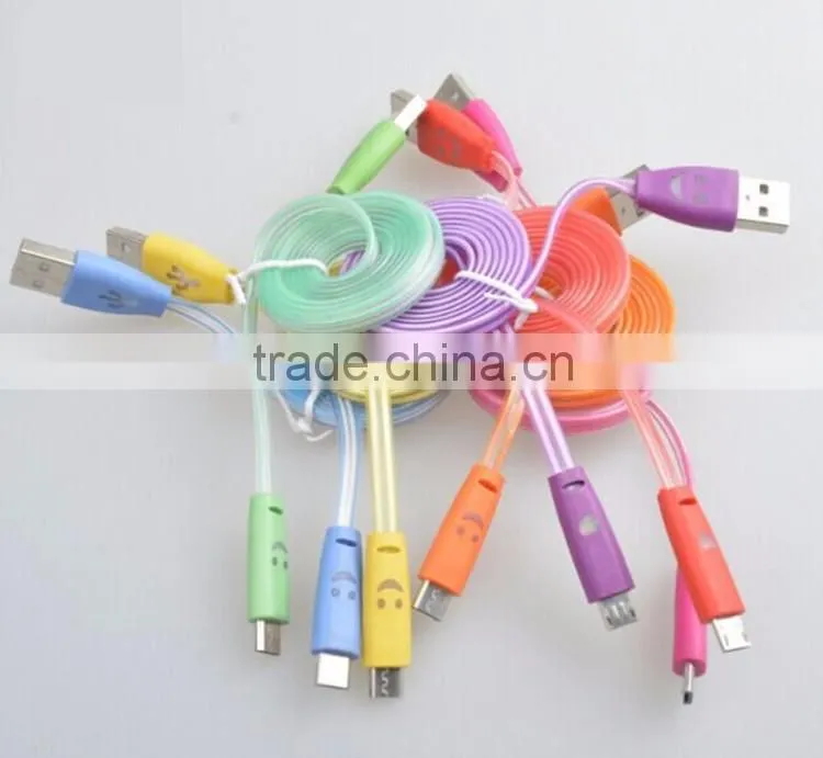 China manufacturer supply colorful led micro usb cable