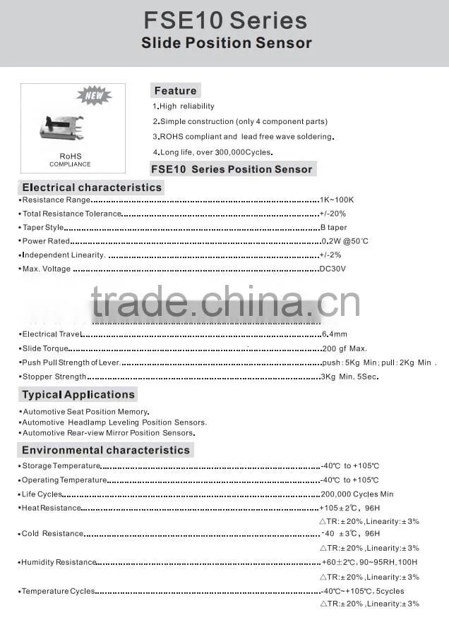 FSE10 Contact Type Sensor slide position sensor Hot new Inductive Proximity Sensor CE UL ROHS ISO9001 ISO14001 ISO18001