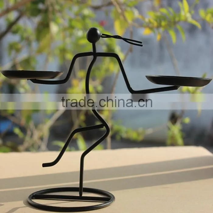 Black iron man Candle Holder other gifts &crafts for garden decor