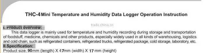 2015 New design disposable temperature data logger/ USB data logger temperature humidity THC-4