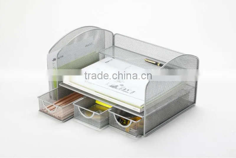 metal mesh office desktop functional document tray