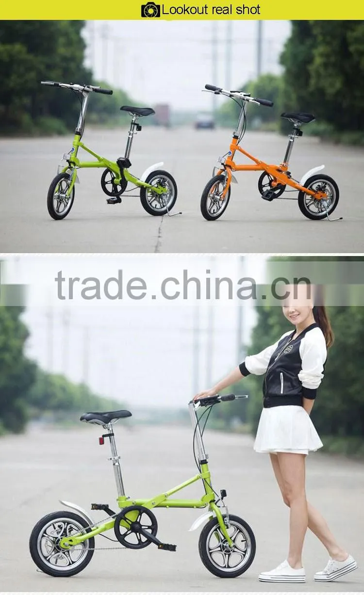Lightweight 14-Inch Variable Speed Folding Bike Portable Folding Bicycle Mini Folding Bicycle City Bike White Black Orange Green