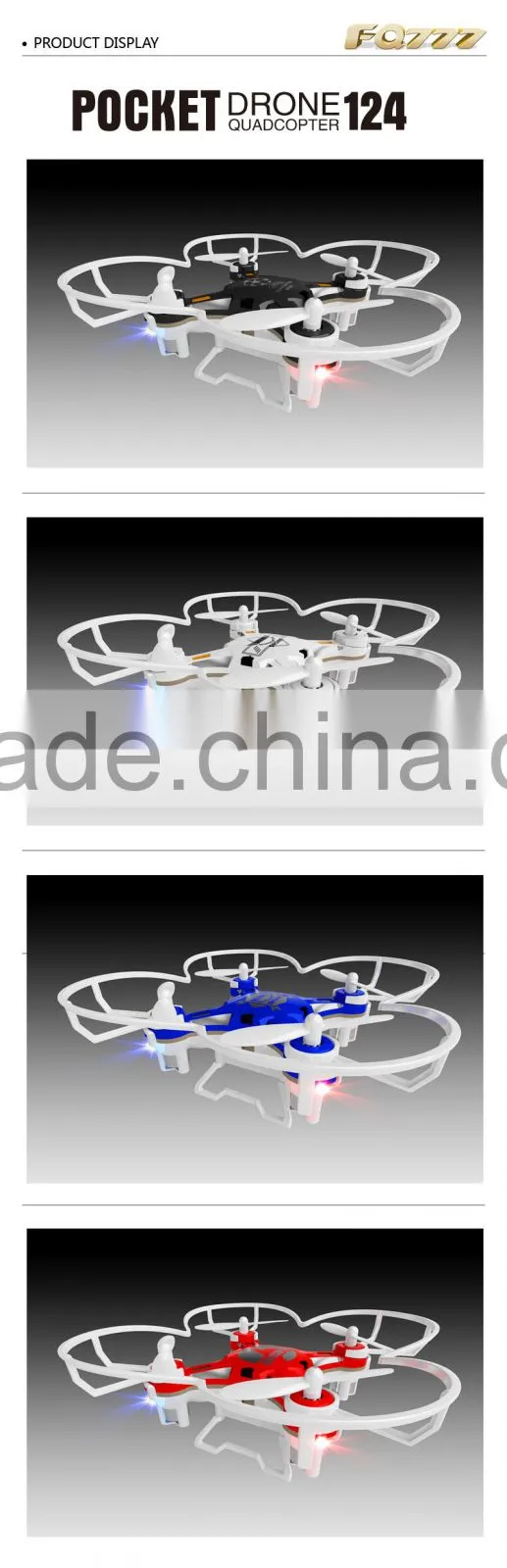 FQ777 -124 Pocket Drone Quadcopter With Switchable Controller