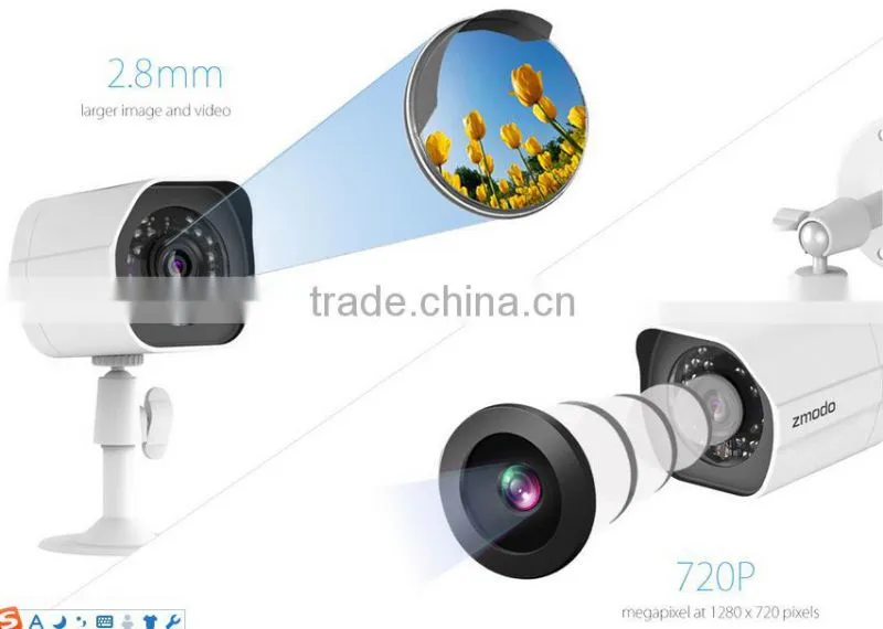 Zmodo 4 ch NVR sPOE kits whetherproof kits & cctv System 720P