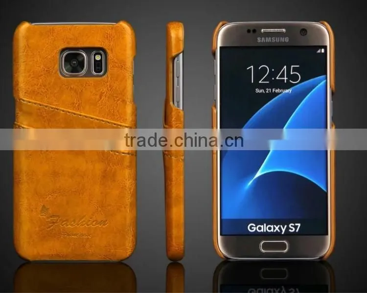 High Quality Oil-wax Leather Case with Card Slot Leather Back Cover Cases For Samsung Galaxy S7 / Galaxy S7 Edge